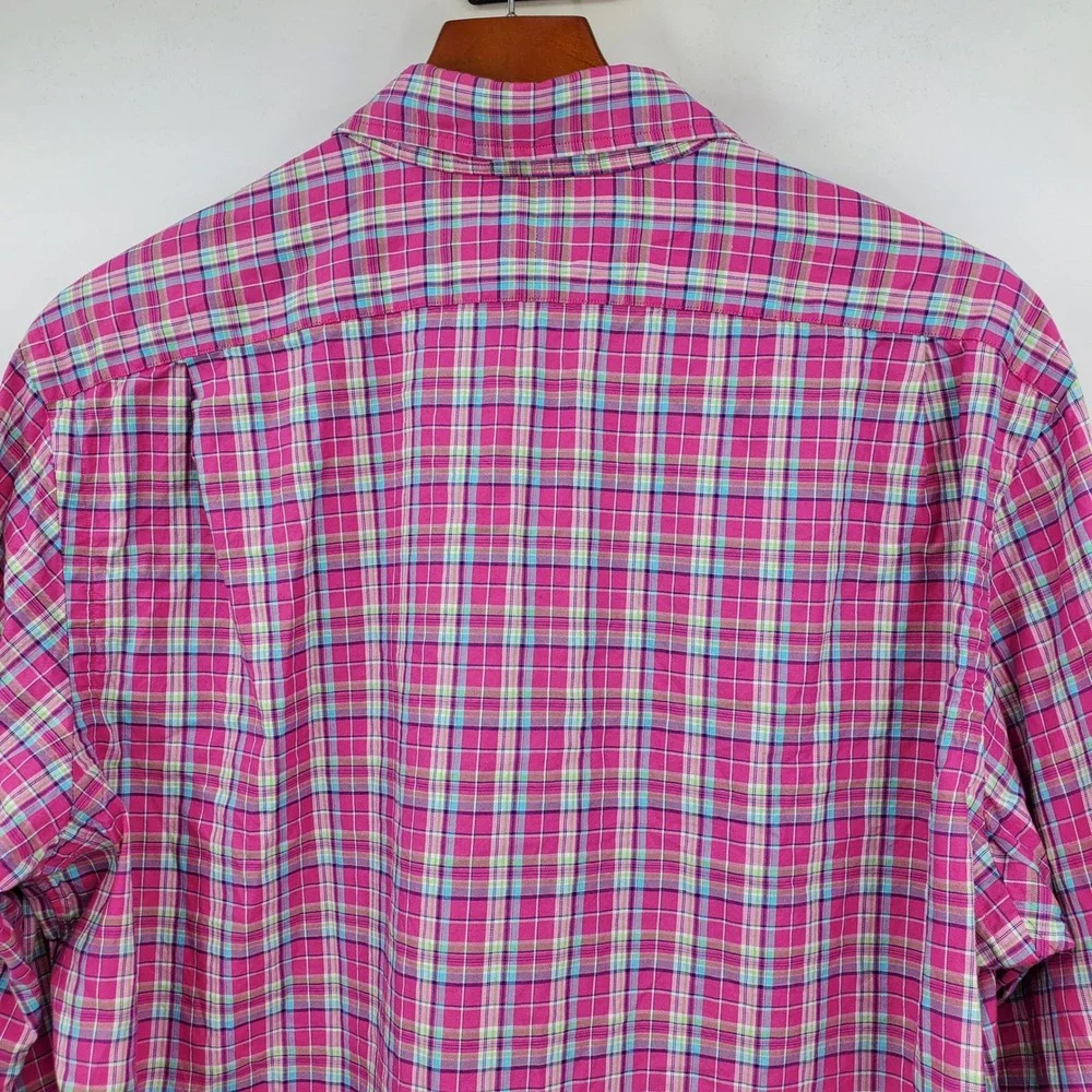 Polo Ralph Lauren Mens XL Pink Plaid Cotton Long Sleeve Button Down Shirt Preppy